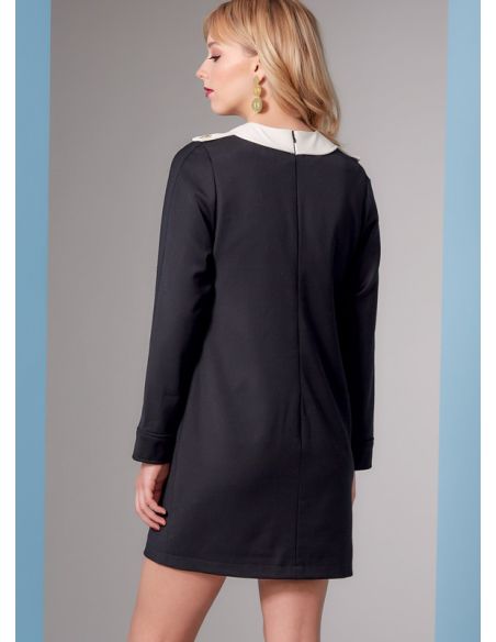 Patron Vogue 1844 B5 - Robe droite inspiration 70's avec poches plaquées