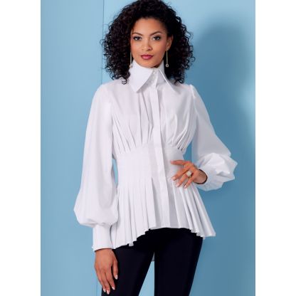 Patron Vogue 1845 F5 - Chemisier à plis, col montant et manches volumineuses 2