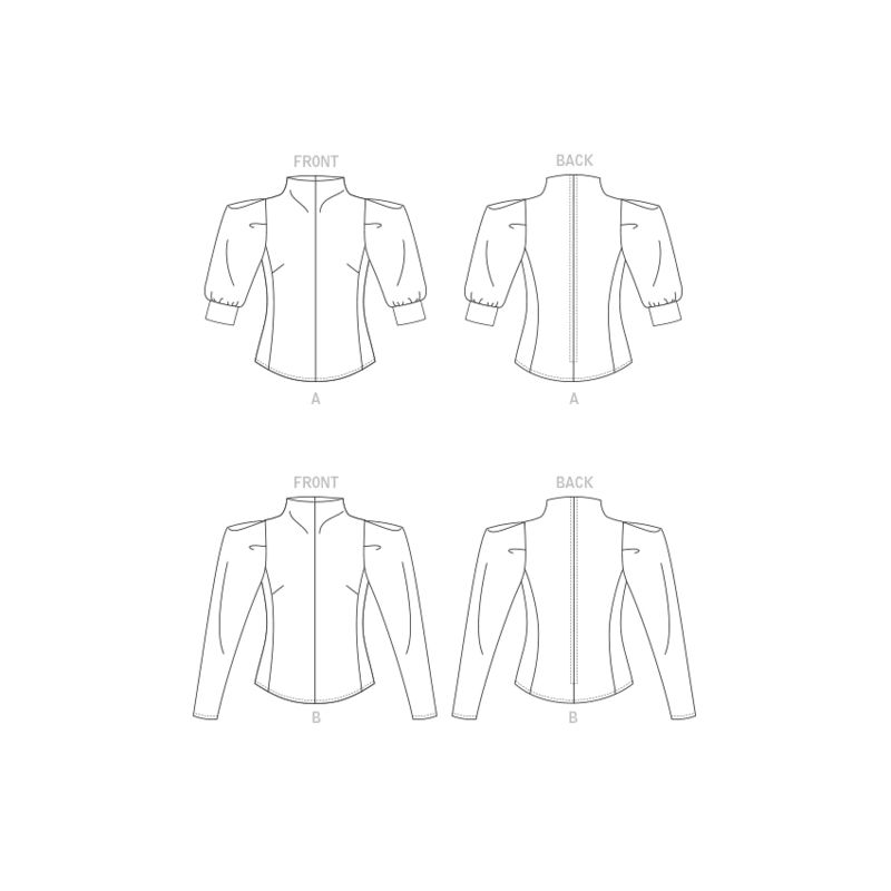 Patron Vogue 1847 F5 - Top à col cheminée et manches bouffantes