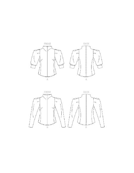 Patron Vogue 1847 F5 - Top à col cheminée et manches bouffantes