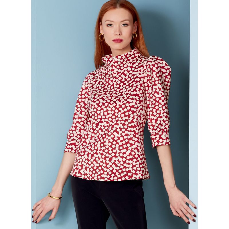 Patron Vogue 1847 F5 - Top à col cheminée et manches bouffantes