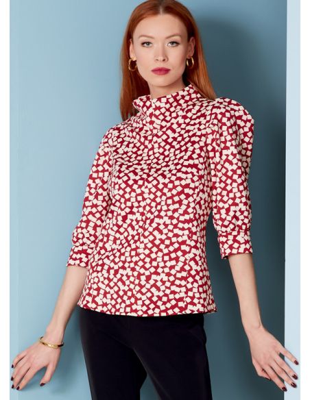 Patron Vogue 1847 F5 - Top à col cheminée et manches bouffantes