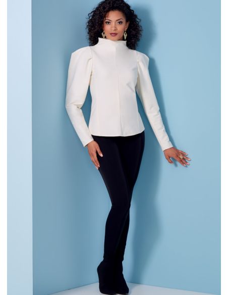 Patron Vogue 1847 F5 - Top à col cheminée et manches bouffantes