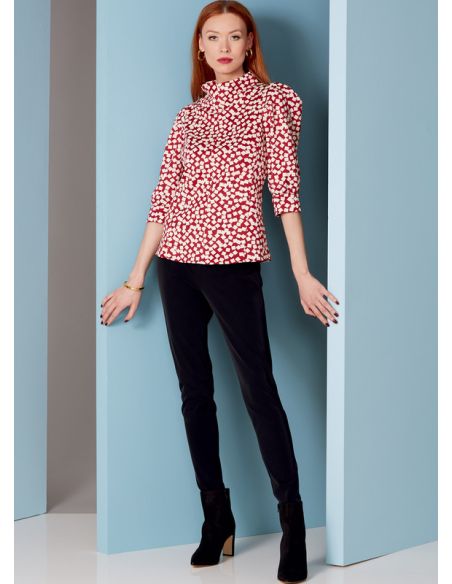 Patron Vogue 1847 F5 - Top à col cheminée et manches bouffantes