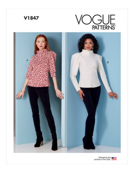 Patron Vogue 1847 F5 - Top à col cheminée et manches bouffantes