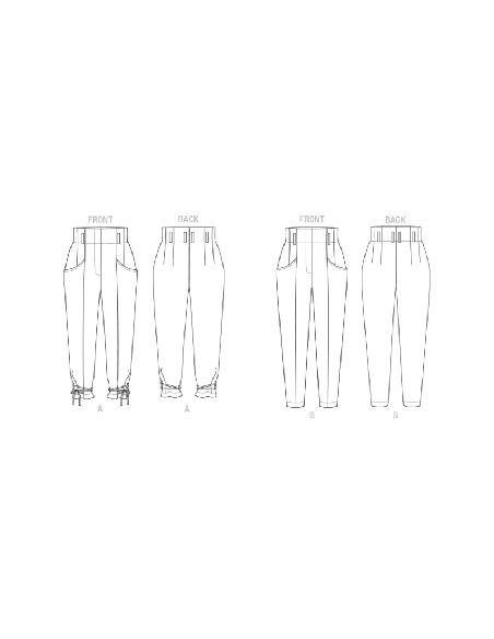 Patron Vogue 1848 B5 - Pantalon court à taille haute, style carotte