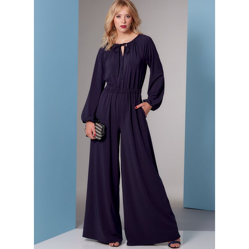 Patron Vogue 1851 A - Combinaison avec noeud au décolleté, taille resserrée et variations de pantalon