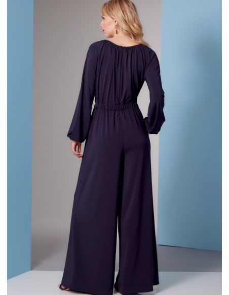 Patron Vogue 1851 A - Combinaison avec noeud au décolleté, taille resserrée et variations de pantalon