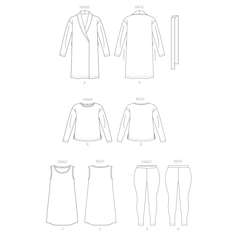 Patron Vogue 1852 A - Ensemble : robe, top, tunique et legging