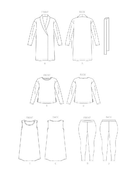 Patron Vogue 1852 A - Ensemble : robe, top, tunique et legging