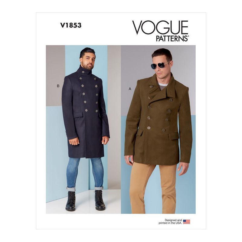 Patron Vogue 1853 MXX - Manteau homme style caban croisé