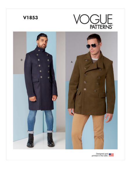 Patron Vogue 1853 MXX - Manteau homme style caban croisé