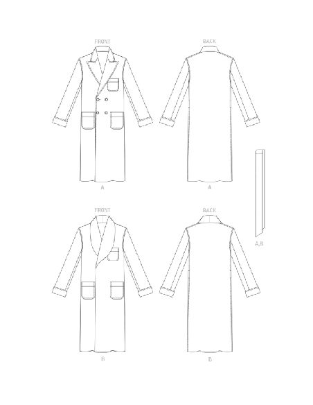 Patron Vogue 1855 MUU - Robe de chambre homme croisée à ceinture