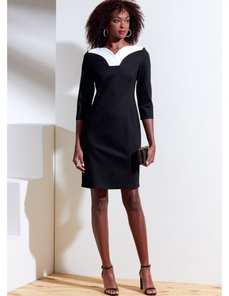 Patron Vogue 1858 B5 - Robe femme cintrée à manches 3/4