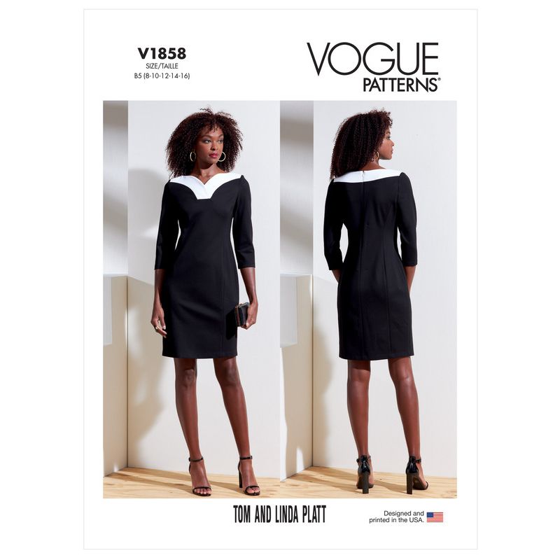 Patron Vogue 1858 B5 - Robe femme cintrée à manches 3/4