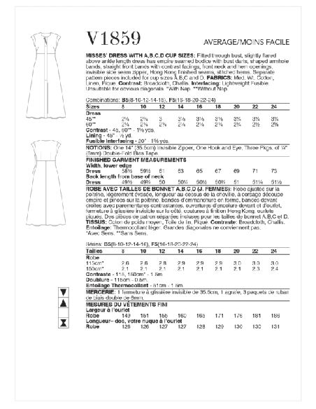 Patron Vogue 1859 F5 - Robe longue avec découpe empire