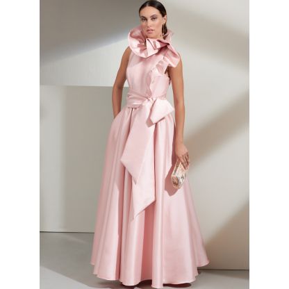 Patron Vogue 1861 B5 - Robe de soirée à col volanté avec ceinture 2