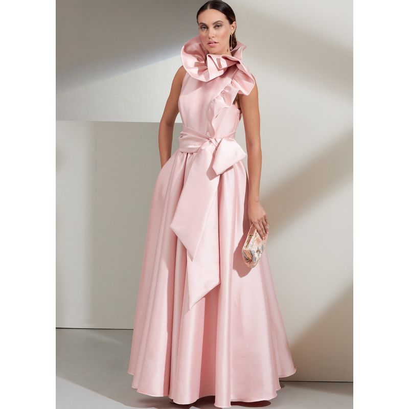 Patron Vogue 1861 B5 - Robe de soirée à col volanté avec ceinture