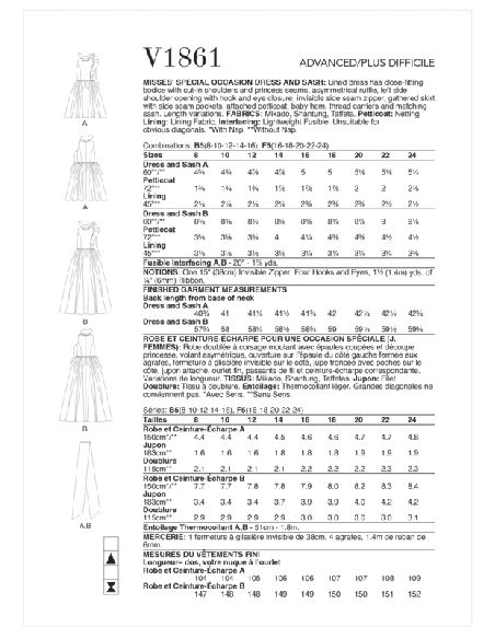 Patron Vogue 1861 F5 - Robe de soirée à col volanté avec ceinture