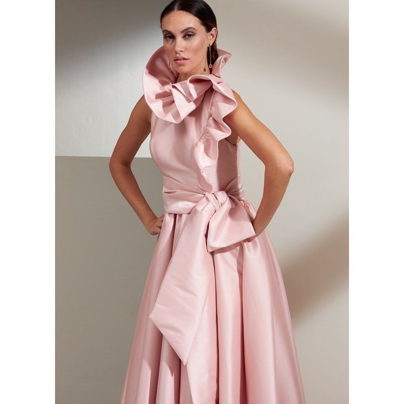 Patron Vogue 1861 F5 - Robe de soirée à col volanté avec ceinture