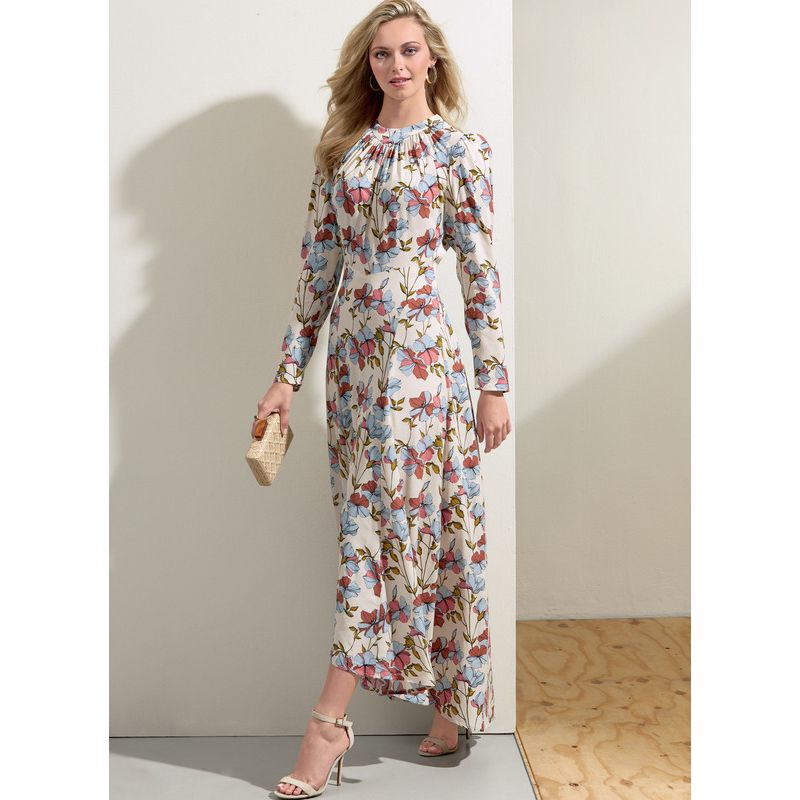 Patron Vogue 1862 F5 - Robe cintrée à la taille avec encolure froncée et manches bouffantes