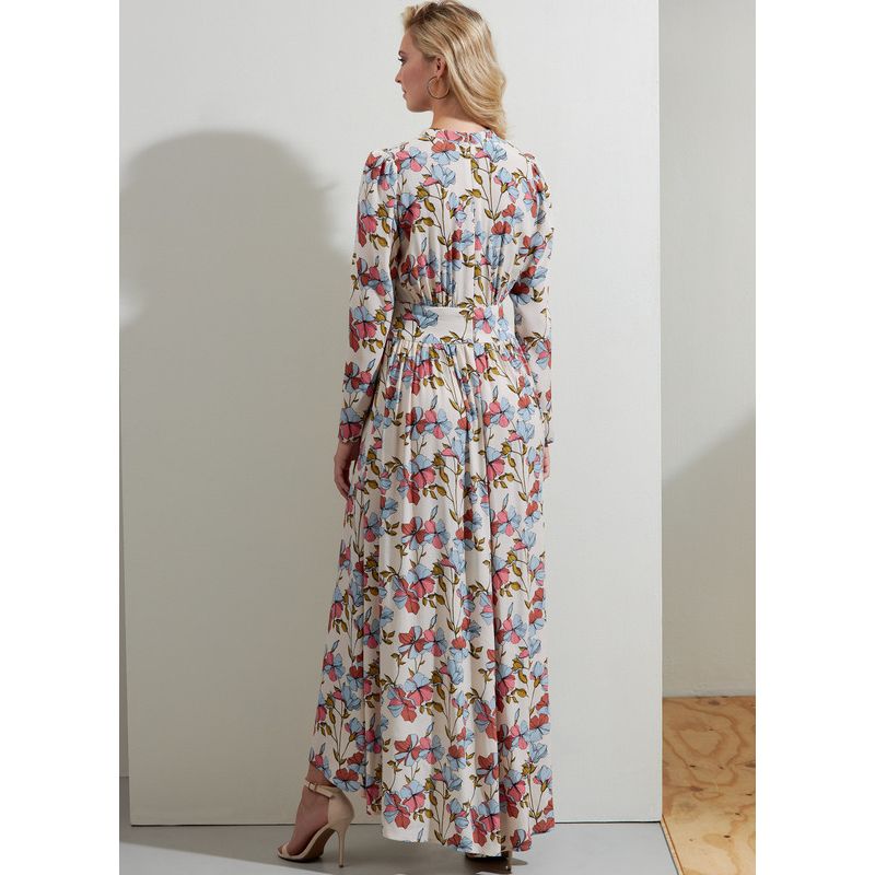 Patron Vogue 1862 F5 - Robe cintrée à la taille avec encolure froncée et manches bouffantes