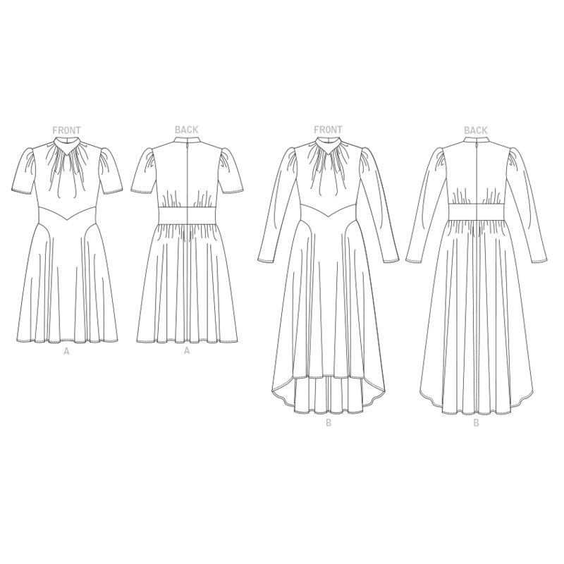 Patron Vogue 1862 F5 - Robe cintrée à la taille avec encolure froncée et manches bouffantes