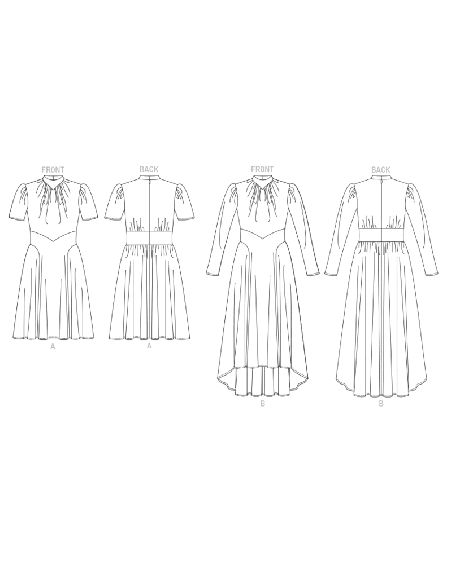 Patron Vogue 1862 F5 - Robe cintrée à la taille avec encolure froncée et manches bouffantes