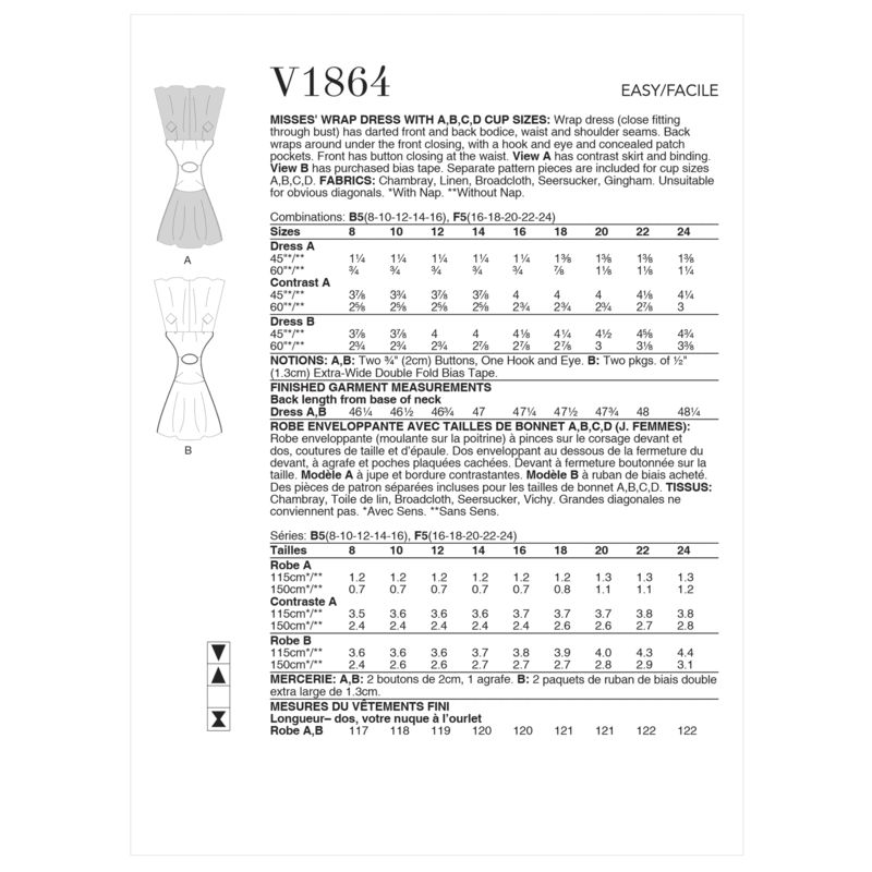 Patron Vogue 1864 B5 - Robe style tablier rétro