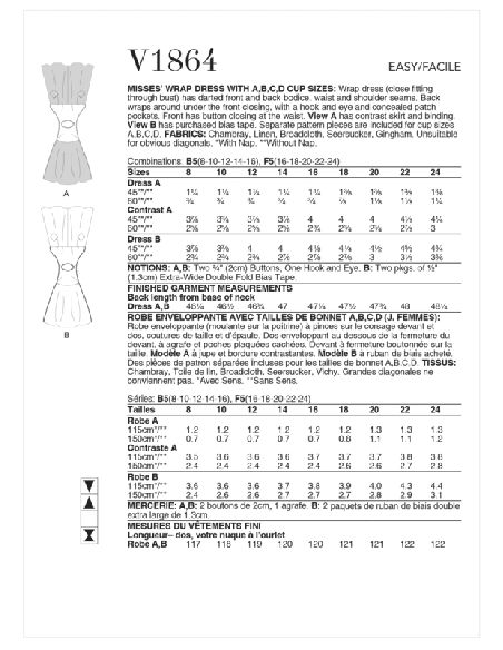 Patron Vogue 1864 B5 - Robe style tablier rétro