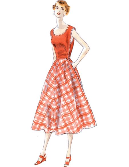 Patron Vogue 1864 F5 - Robe style tablier rétro