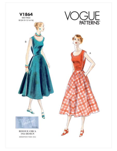 Patron Vogue 1864 F5 - Robe style tablier rétro