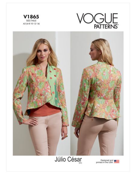Patron Vogue 1865 F5 - Veste courte à fermeture zippée asymétrique