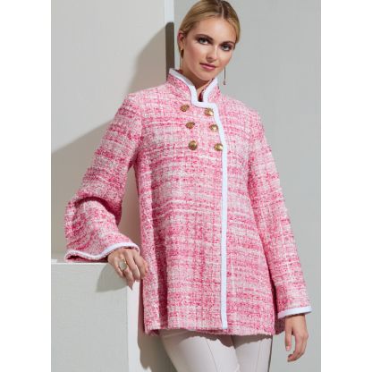 Patron Vogue 1866 A5 - Manteau femme évasé à double boutonnage avec manches larges 2