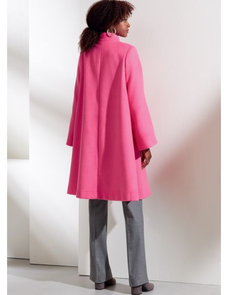 Patron Vogue 1866 A5 - Manteau femme évasé à double boutonnage avec manches larges