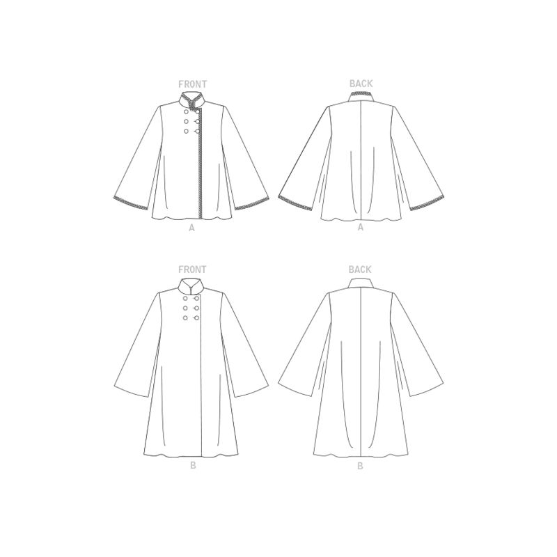 Patron Vogue 1866 F5 - Manteau femme évasé à double boutonnage avec manches larges