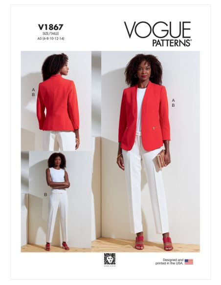 Patron Vogue 1867 A5 - Ensemble blazer et pantalon pour femme