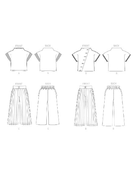 Patron Vogue 1868 A - Ensemble top ample et pantalon plissé évasé