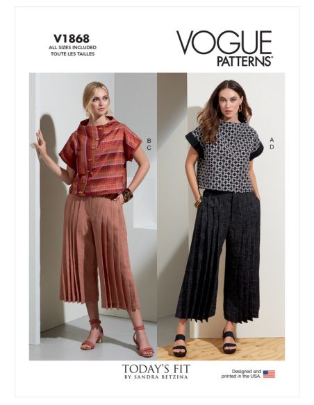 Patron Vogue 1868 A - Ensemble top ample et pantalon plissé évasé