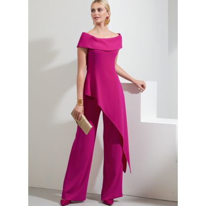 Patron Vogue 1869 F5 - Ensemble de soirée : Top à épaules dénudées et bas asymétrique accompagné d'un pantalon large 2