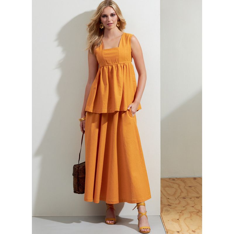 Patron Vogue 1871 F5 - Ensemble comprenant un top, un short et une jupe à élastique