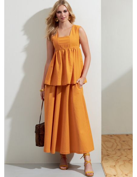 Patron Vogue 1871 F5 - Ensemble comprenant un top, un short et une jupe à élastique