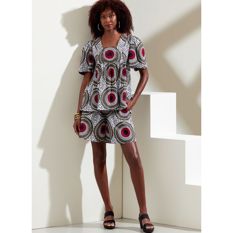 Patron Vogue 1871 F5 - Ensemble comprenant un top, un short et une jupe à élastique