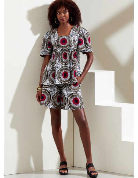 Patron Vogue 1871 F5 - Ensemble comprenant un top, un short et une jupe à élastique