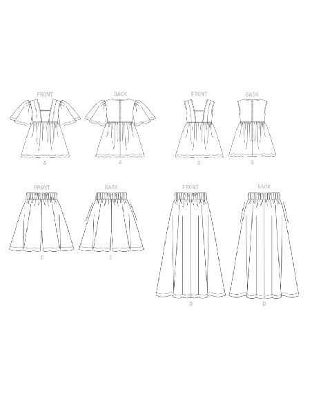 Patron Vogue 1871 F5 - Ensemble comprenant un top, un short et une jupe à élastique