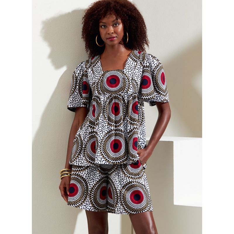 Patron Vogue 1871 F5 - Ensemble comprenant un top, un short et une jupe à élastique