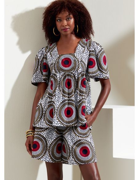 Patron Vogue 1871 F5 - Ensemble comprenant un top, un short et une jupe à élastique