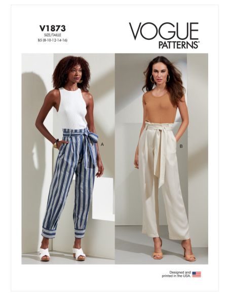 Patron Vogue 1873 B5 - Pantalon taille haute paperbag à plis