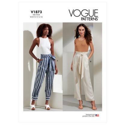 Patron Vogue 1873 F5 - Pantalon taille haute paperbag à plis