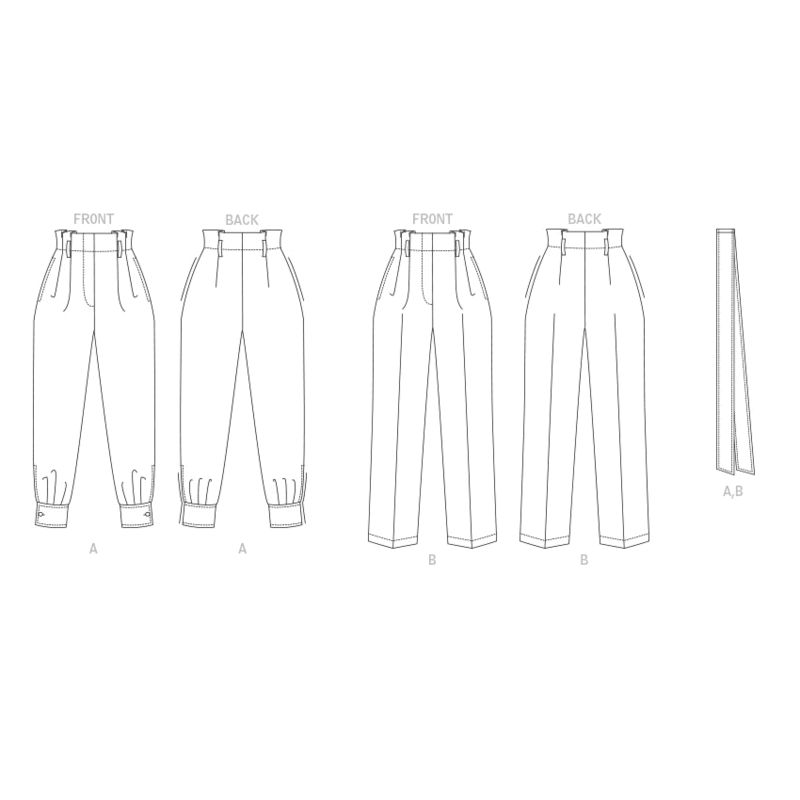 Patron Vogue 1873 F5 - Pantalon taille haute paperbag à plis